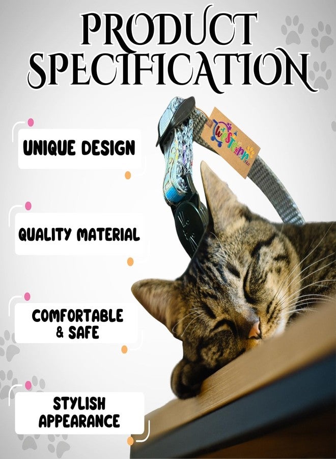 ويستيرن إرا طوق على شكل وجه قطة من العصر الغربي مزود بإبزيم وجرس - آمن وأنيق، قابل للتعديل، تصميم متين للقطط المنزلية والخارجية - مصنوع من مادة ناعمة مع جرس أنيق للتتبع، مثالي للقطط - Image 4